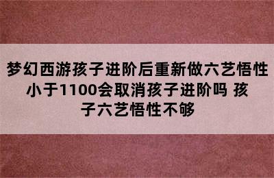 梦幻西游孩子进阶后重新做六艺悟性小于1100会取消孩子进阶吗 孩子六艺悟性不够